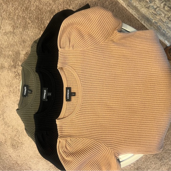 Express Women's Crewneck Sweaters - Olive, Black, Tan bundle - Picture 2 of 5